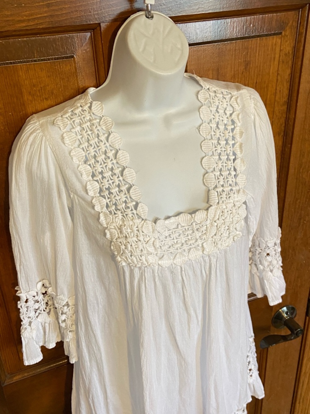 Cute Options BOHO Cotton Beach Cover up Dress Blouse Crochet Lace Size Medium - Picture 2 of 11